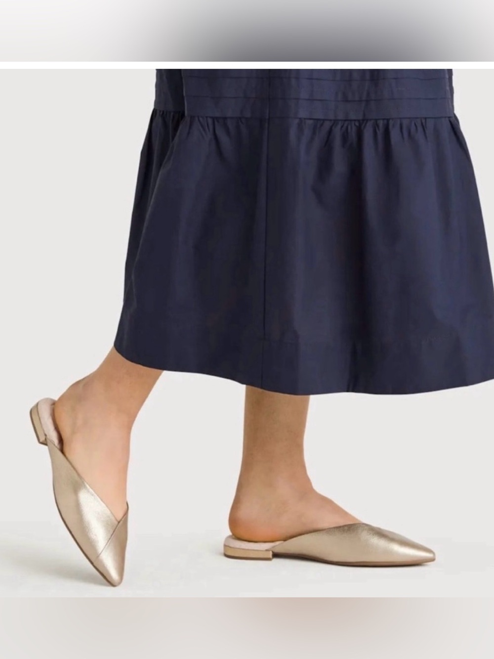 Birdies The Swan gold leather pointed toe flat mules size 6.5